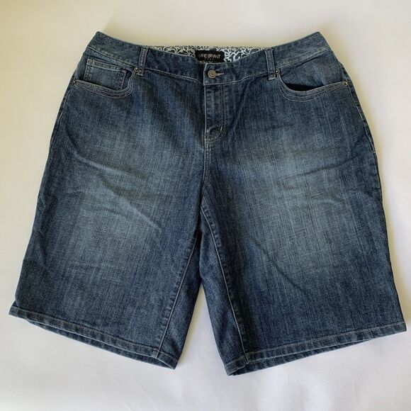 Lane Bryant Denim Shorts Women 20 Jean Bermuda Embroidered Flap Pocket Western - Picture 1 of 10